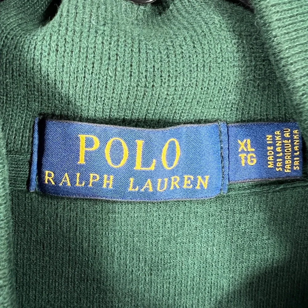 Polo Ralph Lauren Sweater Mens XL Extra Large Green Long Sleeve Mock 1/4 Zip